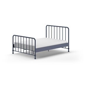 Plavi metalni bračni krevet s podnicom 140x200 cm BRONXX – Vipack