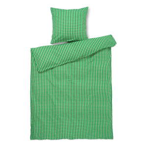 Zeleno-bež posteljina za krevet za jednu osobu-za produženi krevet od krepa 140x220 cm Bæk&Bølge – JUNA