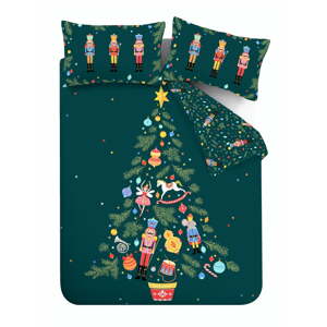 Tamno zelena posteljina za krevet za jednu osobu 135x200 cm Nutcracker – Catherine Lansfield
