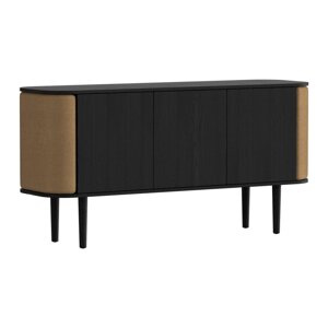 Crna/smeđa niska komoda u dekoru hrasta 150x75 cm Treasures – UMAGE
