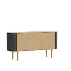 Antracitno siva/u prirodnoj boji niska komoda u dekoru hrasta 150x75 cm Treasures – UMAGE