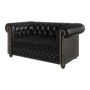 Crni kauč na razvlačenje od imitacije kože 148 cm York - Ropez