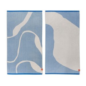 Bijelo-plavi ručnici u setu 2 kom od organskog pamuka 50x90 cm Nova Arte – Mette Ditmer Denmark