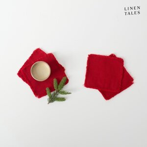 Crveni podmetači za čaše u setu 4 kom – Linen Tales