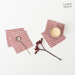 Crveni/u prirodnoj boji podmetači za čaše u setu 4 kom – Linen Tales