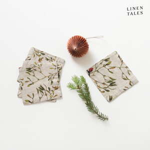 Podmetači za čaše u setu 4 kom s božićnim motivom u prirodnoj boji – Linen Tales
