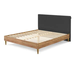 Tamno sivi/u prirodnoj boji bračni krevet s podnicom 160x200 cm Noa – Bobochic Paris