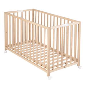 Dječji krevet na kotačićima/sklopivi 60x120 cm u prirodnoj boji Fold up – Roba