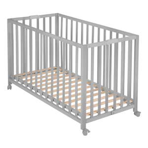 Sivi dječji krevet na kotačićima/sklopivi 60x120 cm Fold up – Roba