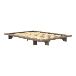 Smeđi bračni krevet od masivnog bora s podnicom 180x200 cm Japan – Karup Design