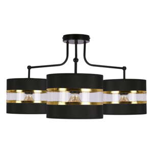 Crna stropna svjetiljka s tekstilnim sjenilom ø 20 cm Andy – Candellux Lighting