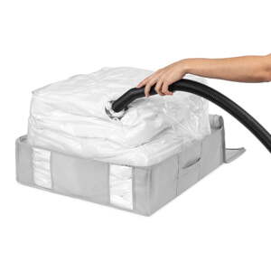 Vakuumska/ojačana tekstilna kutija za pohranu odjeće 56x56x16,5 cm Granit – Compactor