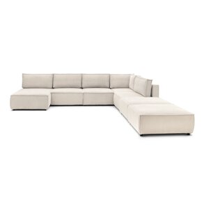 Krem kutna garnitura od samta (u obliku slova "U"/promjenjiva) Nihad modular – Bobochic Paris