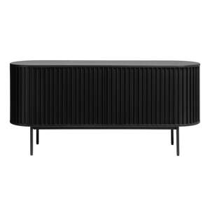 Crna niska komoda u dekoru hrasta s kliznim vratima 73x160 cm Siena – Unique Furniture