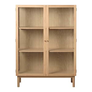 Vitrina od punog hrasta u prirodnoj boji 140x100 cm Elba – Unique Furniture