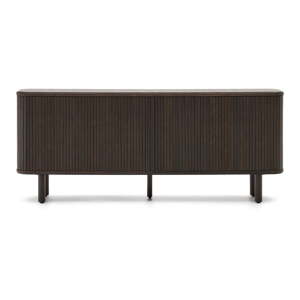 Tamno smeđa niska komoda u dekoru jasena s kliznim vratima 180x75 cm Mailen – Kave Home