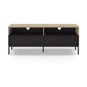 Crna/u prirodnoj boji TV komoda u dekoru hrasta 140x55 cm Marion – Marckeric