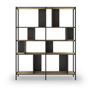 Crna/u prirodnoj boji biblioteka u dekoru hrasta 144x175 cm Alabama – Marckeric