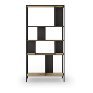 Crna/u prirodnoj boji biblioteka u dekoru hrasta 88x175 cm Alabama – Marckeric