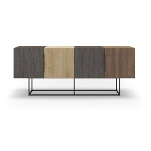 Smeđa/u prirodnoj boji niska komoda u dekoru hrasta 200x80 cm Titan – Marckeric