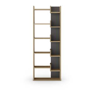 Crna/u prirodnoj boji biblioteka u dekoru hrasta 60,5x162 cm Klapo – Marckeric