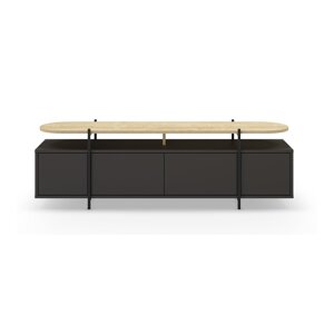 Crna TV komoda u dekoru hrasta 160x48 cm Hinoa – Marckeric