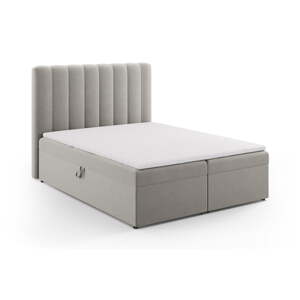 Sivi boxspring krevet s prostorom za pohranu 160x200 cm Gina – Milo Casa
