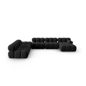 Crna baršunasta sofa 379 cm Bellis – Micadoni Home