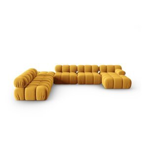 Žuta  baršunasta sofa 379 cm Bellis – Micadoni Home