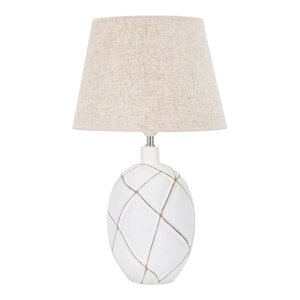 Bijela/krem stolna lampa s tekstilnim sjenilom (visina 60 cm) Lines – Mauro Ferretti