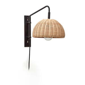 Crna/u prirodnoj boji zidna lampa ø 23 cm Damila – Kave Home