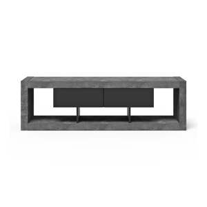 Crna/siva TV komoda u betonskom dekoru 175x52 cm Nara – TemaHome