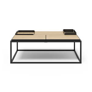 Crni/u prirodnoj boji stolić za kavu s pločom stola u dekoru hrasta 75x120 cm Douro – TemaHome