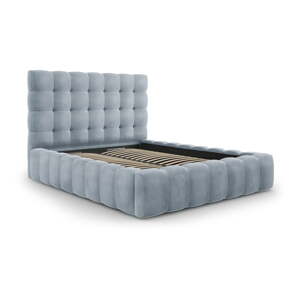 Svijetlo plavi tapecirani bračni krevet s prostorom za pohranu s podnicom 140x200 cm Bali – Cosmopolitan Design