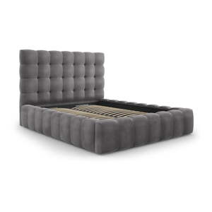 Sivi tapecirani bračni krevet s prostorom za pohranu s podnicom 140x200 cm Bali – Cosmopolitan Design