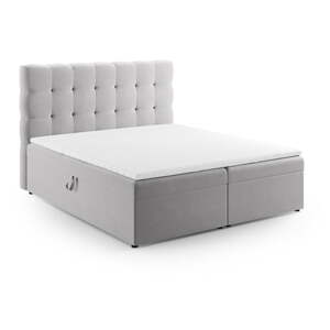 Svijetlo sivi boxspring krevet s prostorom za pohranu 180x200 cm Bali – Cosmopolitan Design