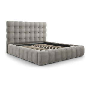 Svijetlo sivi tapecirani bračni krevet s prostorom za pohranu s podnicom 200x200 cm Bali – Cosmopolitan Design