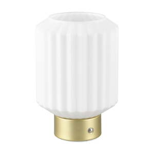 Bijela/u zlatnoj boji LED stolna lampa s mogućnosti zatamnjivanja sa staklenim sjenilom (visina 19,5 cm) Lord – Trio