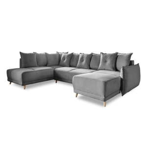 Siva sklopiva kutna garnitura od samta (s lijevim kutom/u obliku slova "U") Lazy Lukka – Miuform