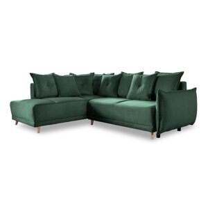 Zelena sklopiva kutna garnitura od samta (s lijevim kutom) Lazy Lukka – Miuform