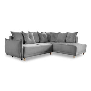 Siva sklopiva kutna garnitura od samta (s desnim kutom) Lazy Lukka – Miuform