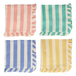 Laneni ubrusi u setu 4 kom Stripe Ruffle – Meri Meri