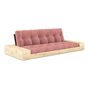 Ružičasta sklopiva sofa od samta 244 cm Base – Karup Design