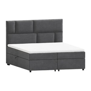 Sivi boxspring krevet s prostorom za pohranu 160x200 cm Lola – Ropez