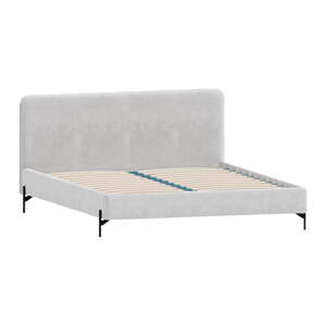 Svijetlo sivi tapecirani bračni krevet s podnicom 200x200 cm Barker – Ropez