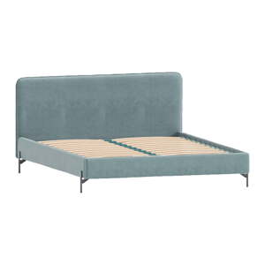 Svijetlo plavi tapecirani bračni krevet s podnicom 140x200 cm Barker – Ropez