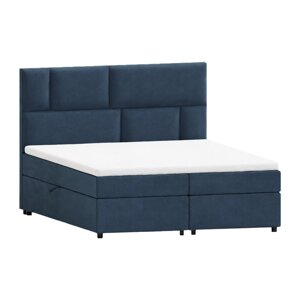 Tamno plavi boxspring krevet s prostorom za pohranu 140x200 cm Lola – Ropez