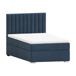 Tamno plavi tapecirani krevet s prostorom za pohranu s podnicom 100x200 cm Bunny – Ropez