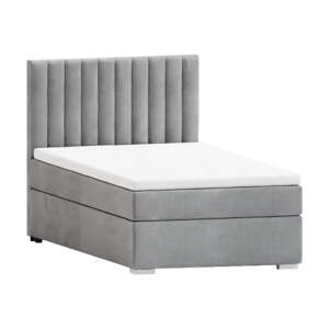 Svijetlo sivi tapecirani krevet s prostorom za pohranu s podnicom 80x200 cm Bunny – Ropez