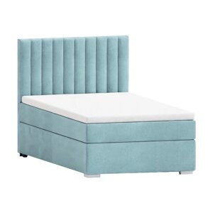 Svijetlo plavi tapecirani krevet s prostorom za pohranu s podnicom 80x200 cm Bunny – Ropez